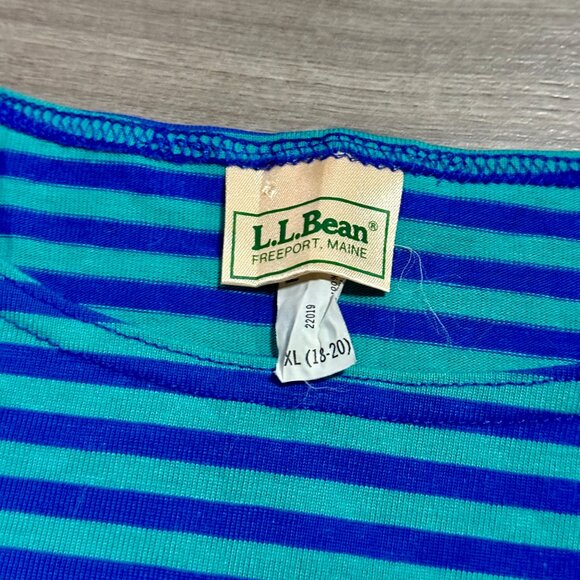 *Vintage L.L. Bean Women's Striped T-Shirt - Blue - Picture 3 of 5